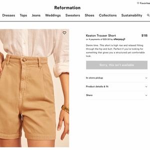 Reformation Keaton Trouser Short